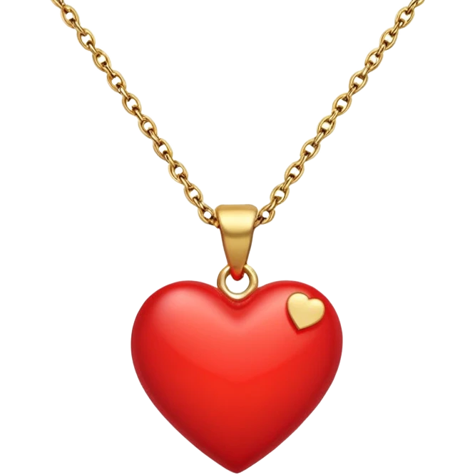 Heart charm in necklace – small red heart pendant.
 emoji