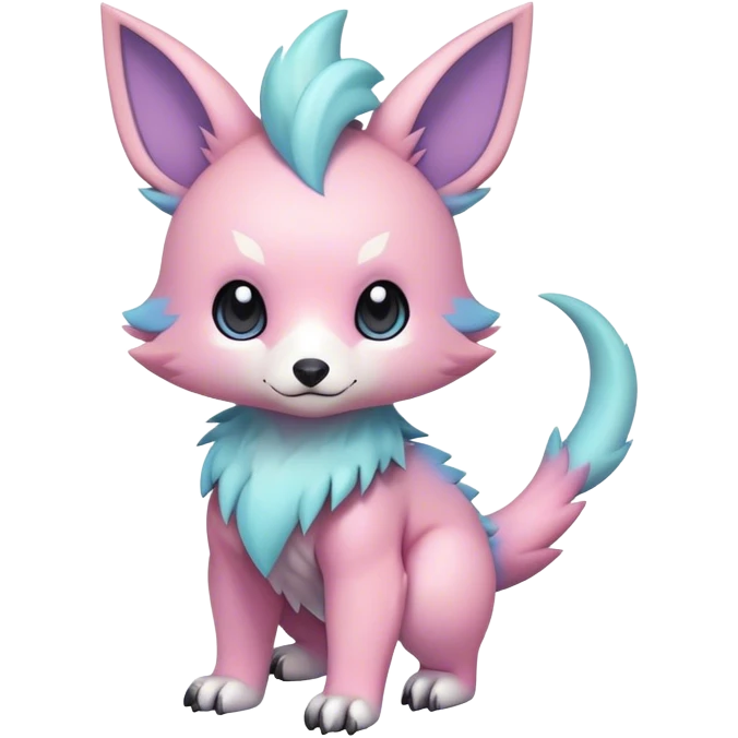 Adorable colorful chibi pastel edgy fantasy animal hybrid Fakemon full body emoji