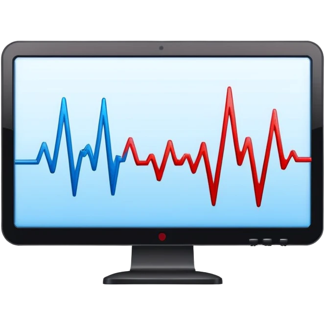 heartbeat line on monitor in blue and red colors emoji