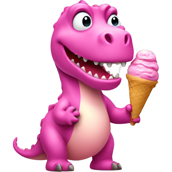 pink dinosaur holding ice cream emoji