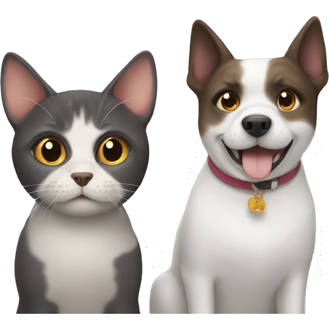 Dog next to a cat emoji