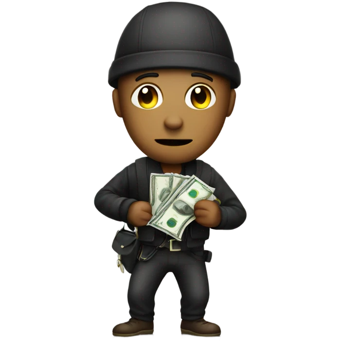 A robber with a bag of money  emoji
