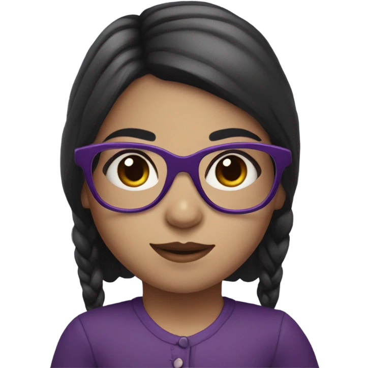 pale little girl in purple glasses and dark hair emoji