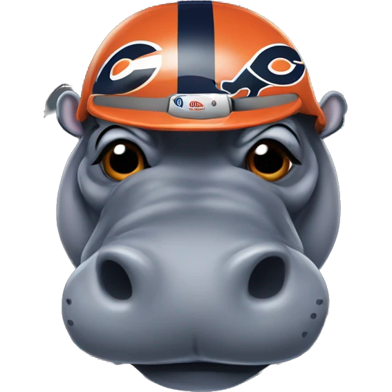 Hippo wearing Chicago bears helmet emoji