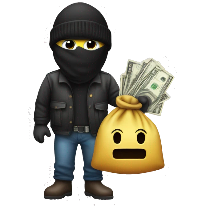 Robber emoji with beanie and bag of cash  emoji