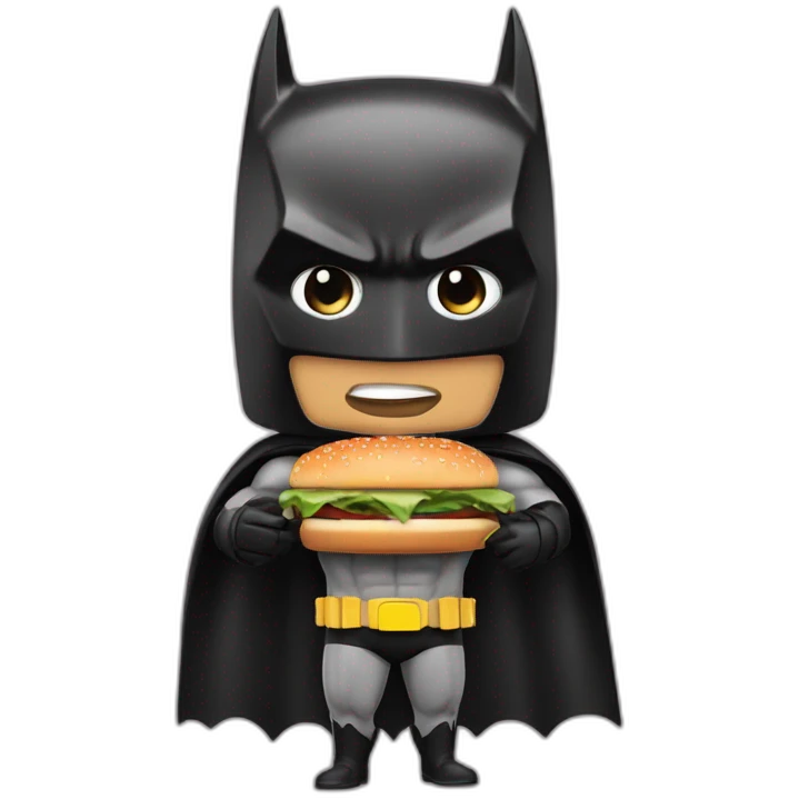 Batman qui mange un hamburger emoji