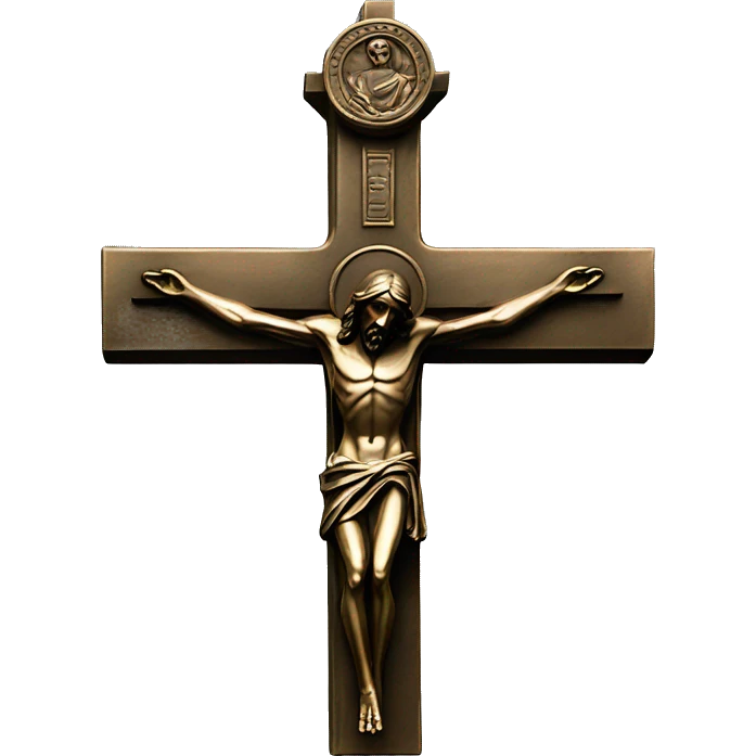 crucifix, christ bronze statue emoji