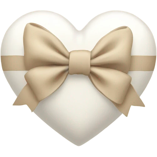 white heart with beige bow emoji