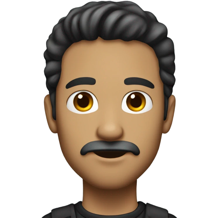 hite guy 25 years old dark hair with a small moustache and small beard emoji