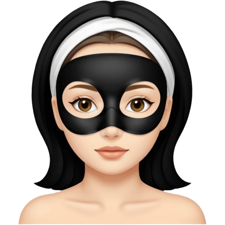 young woman with black facial treatment mask, skincare style spaces beauty emoji