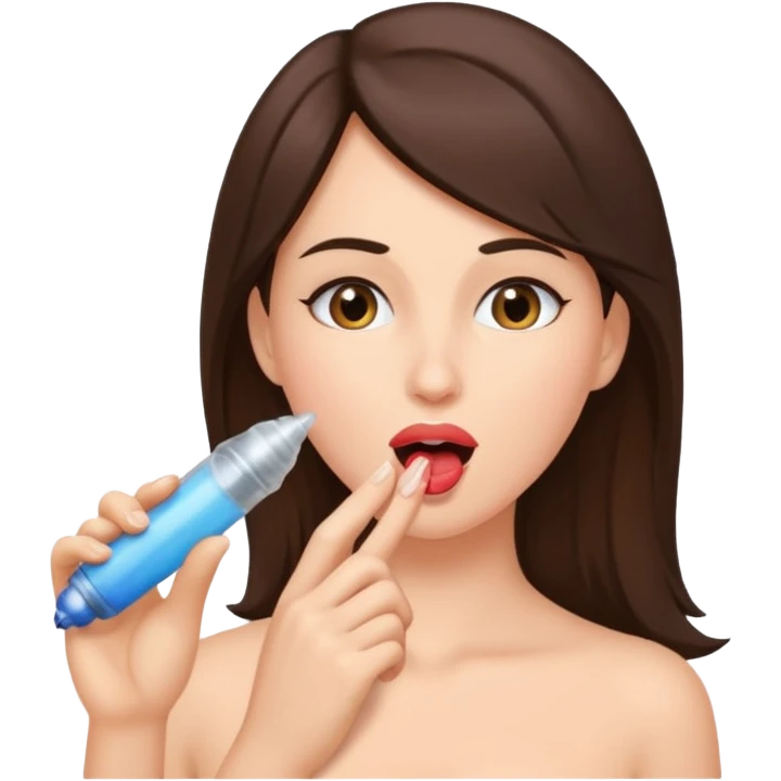 Brunette performing oral sex penis  emoji