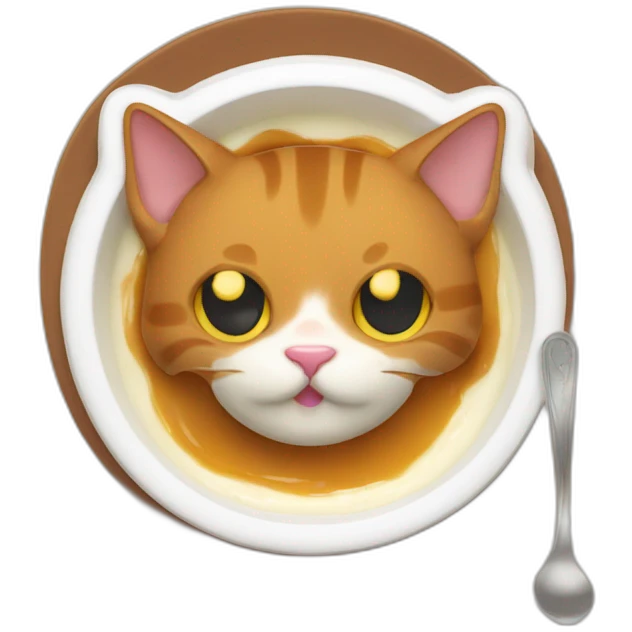 Cat eating pudding emoji