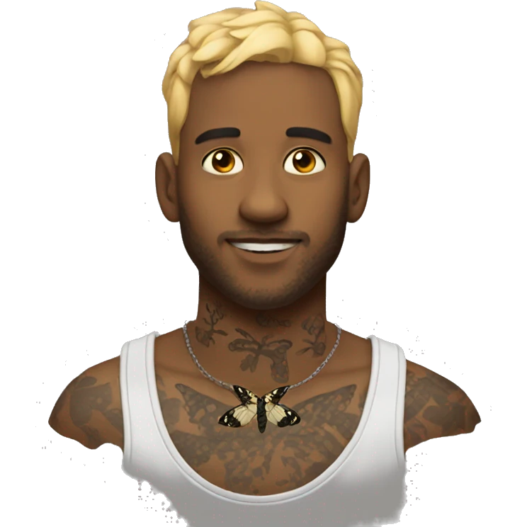 guy with a moth tattoo on neck emoji