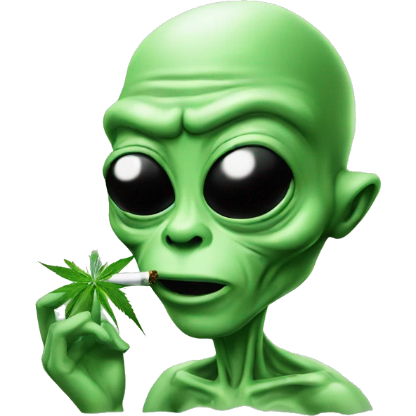 Alien smoking marijuana emoji
