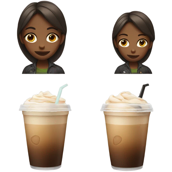 Girl drinking iced coffee emoji