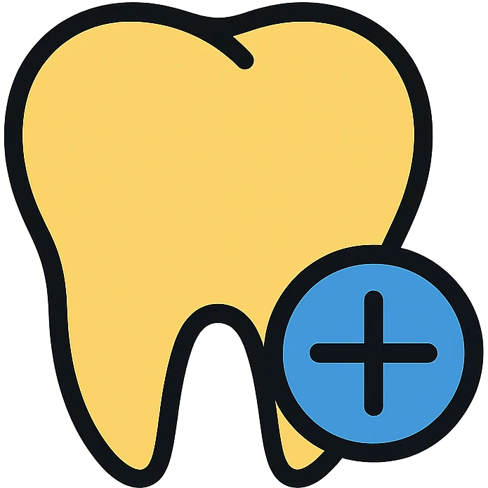 color outline icon of a tooth with a plus sign emoji