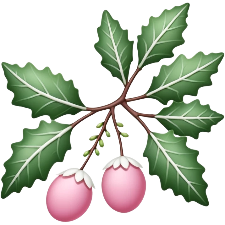 pink mistle toe with white leaves emoji