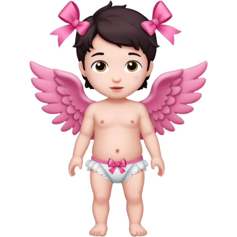 Full body Cupid in pink with a bow and dark hair emoji
