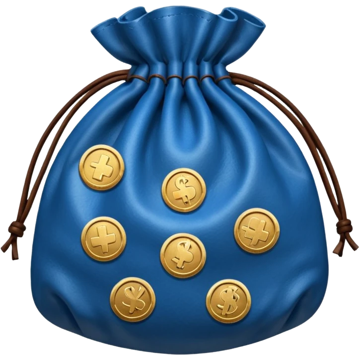 blue coins inside brown money bag emoji