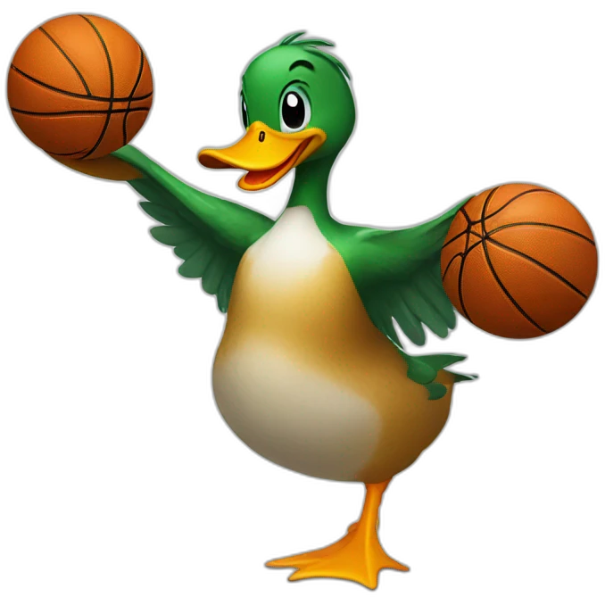 Duck playing basketball emoji