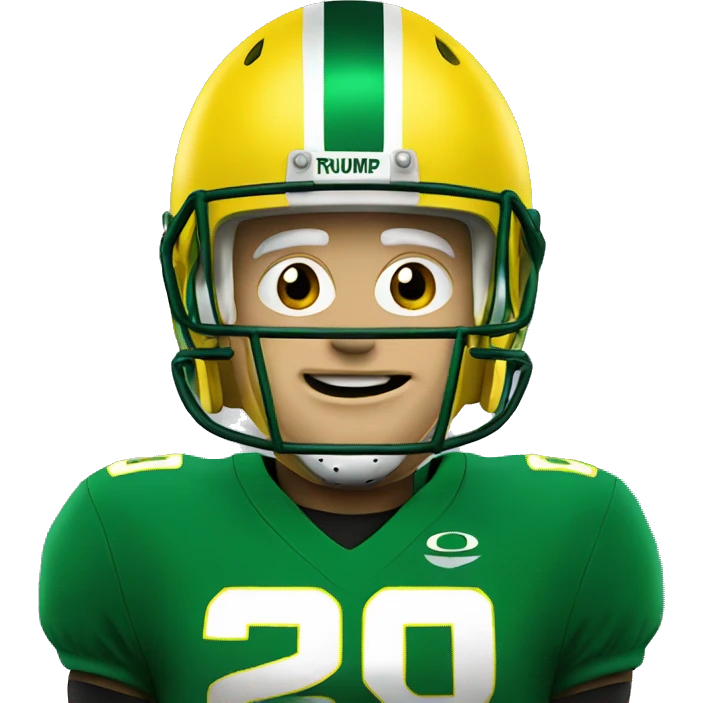 Trump wearing university of Oregon football helmet emoji
