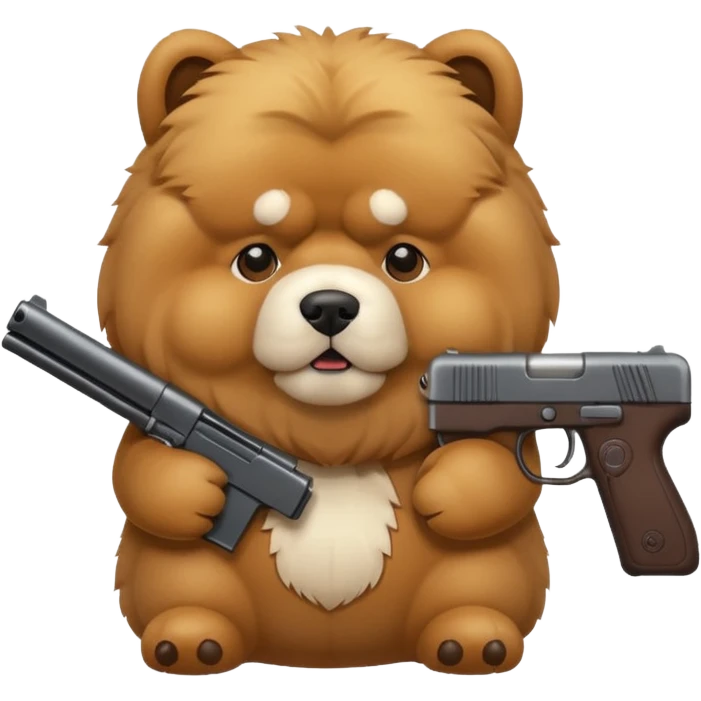 chow chow holding a gun emoji