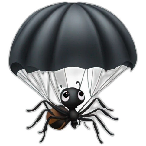 Parachuting black ant emoji