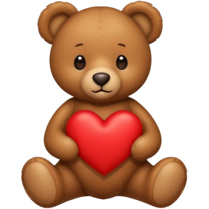 brown teddy bear hold red heart emoji