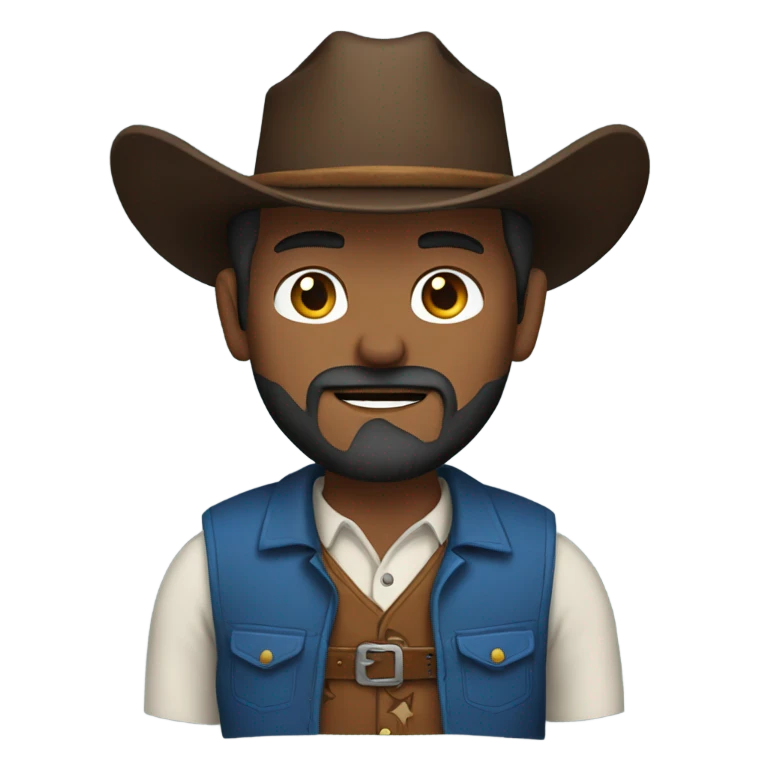 Cowboy with a  beard and blue vest and brown belt emoji