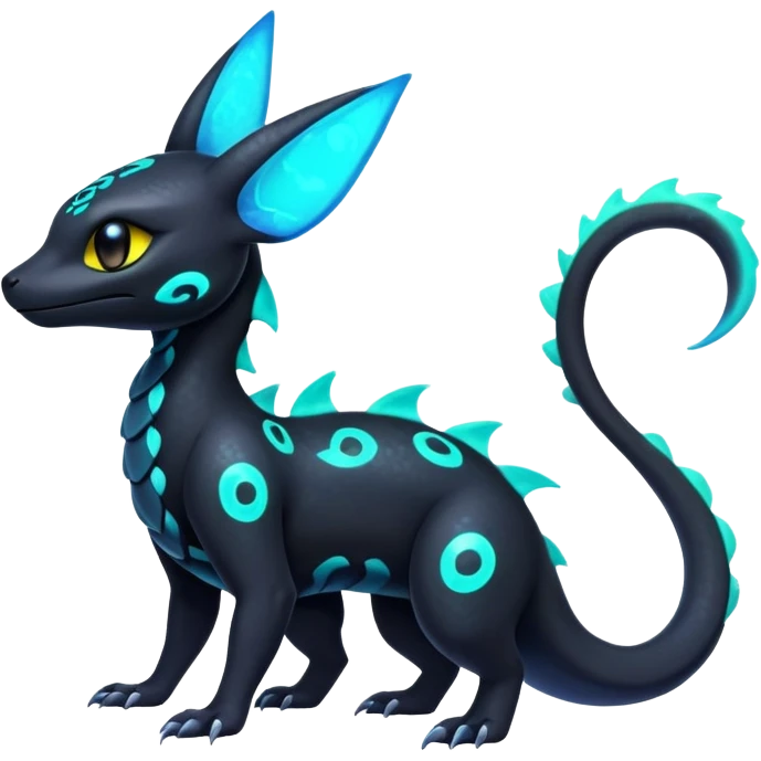 Neon Nebulae Salandit-Umbreon-Fakémon-hybrid-creature (full body)  emoji