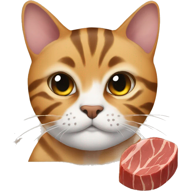 Cat, bengal, eat meat emoji