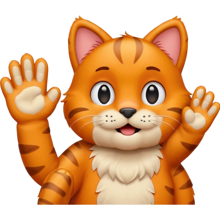 Garfield, waving paw, playful look emoji
