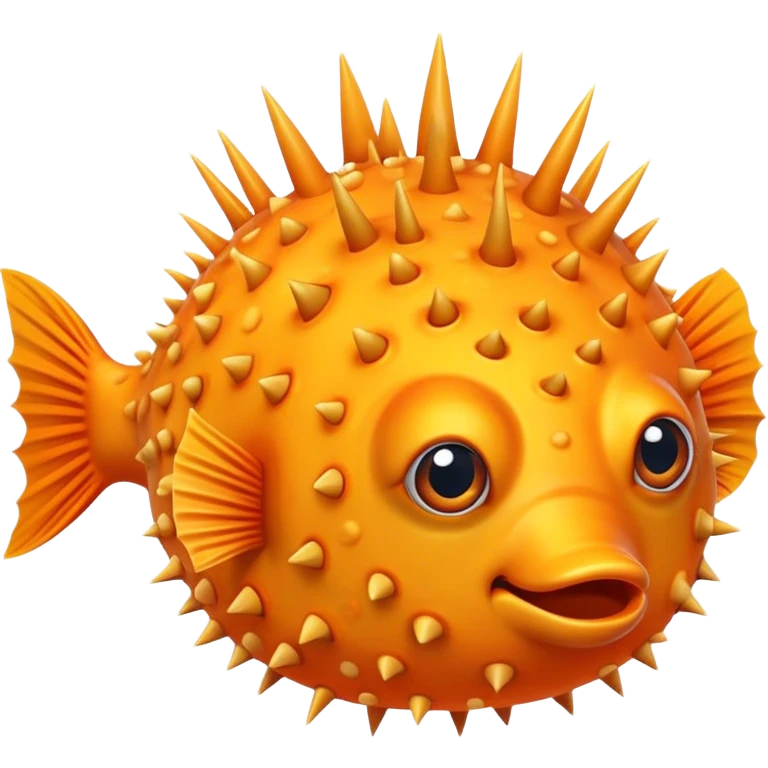 All Orange PufferFish with Spikes Only sidefins emoji