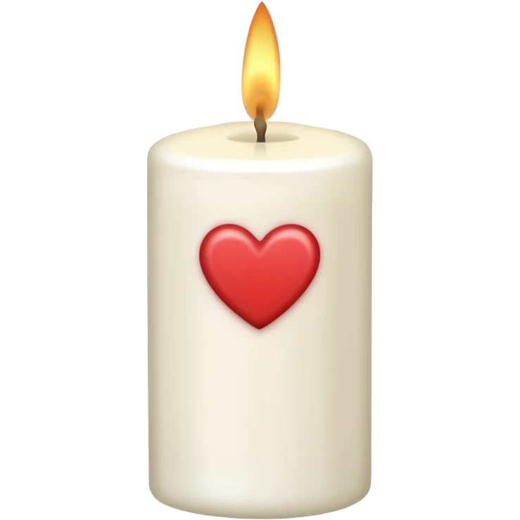 white candle with a heart base emoji