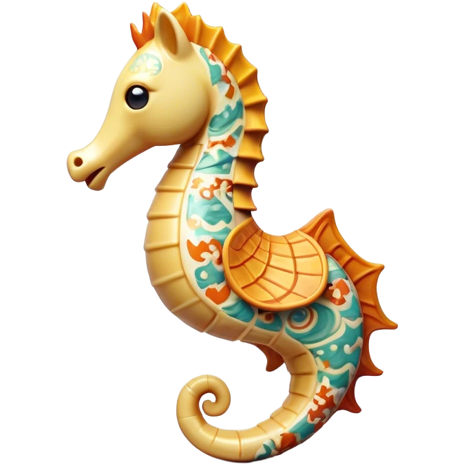 Cinematic Realistic Comical Sea Horse Portrait Emoji, Head tilted dramatically with an exaggeratedly amused expression, featuring a striking, finely detailed body with bold, whimsical patterns and wide, expressive eyes full of playful disbelief, rendered with natural, vibrant hues and realistic texture; high shine, dramatic yet playful, styled with an air of cheeky aquatic mischief, soft glowing outline, capturing the essence of a spirited and over‐the‐top sea horse that looks ready to bob its way into viral fame! emoji