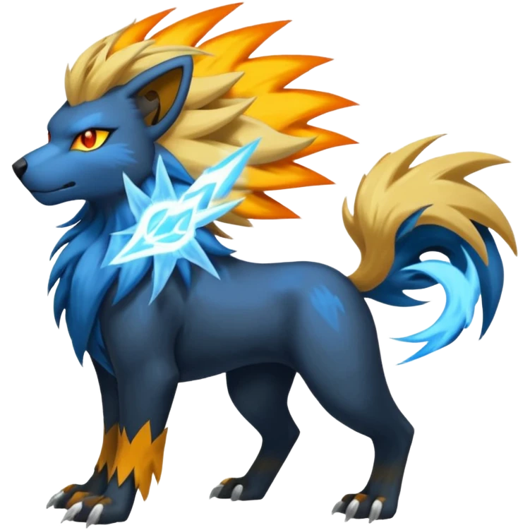 Entei-Manectric-Luxray-Fakémon-fusion-animal-creature, full body  emoji