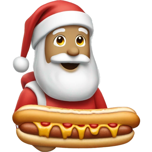 santa eating a hotdog emoji