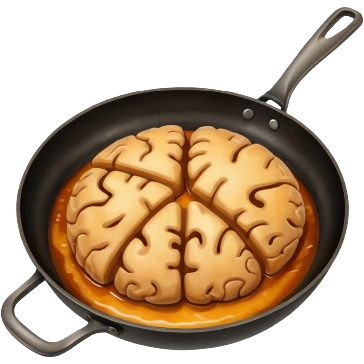 Brain in a frying pan emoji