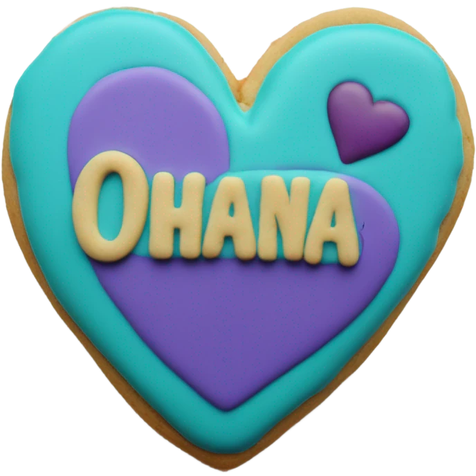 Teal purple Cookie heart with ohana emoji