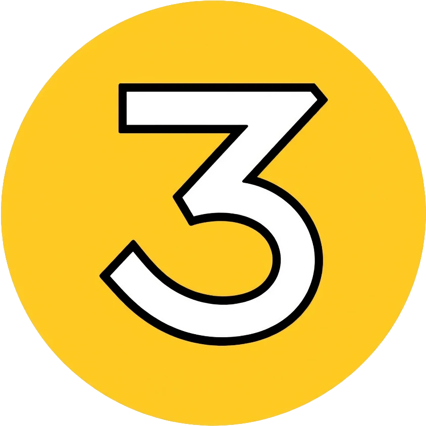 Number 3 on a yellow volumetric background emoji
