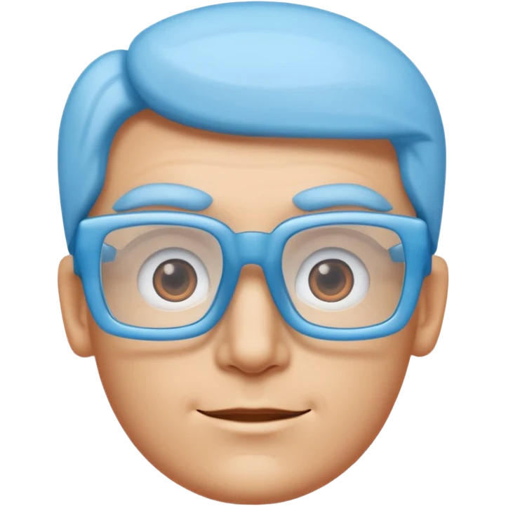 A 3D cartoon sky-blue square spectacle, slightly thick frame, glossy surface,Only glasses. emoji