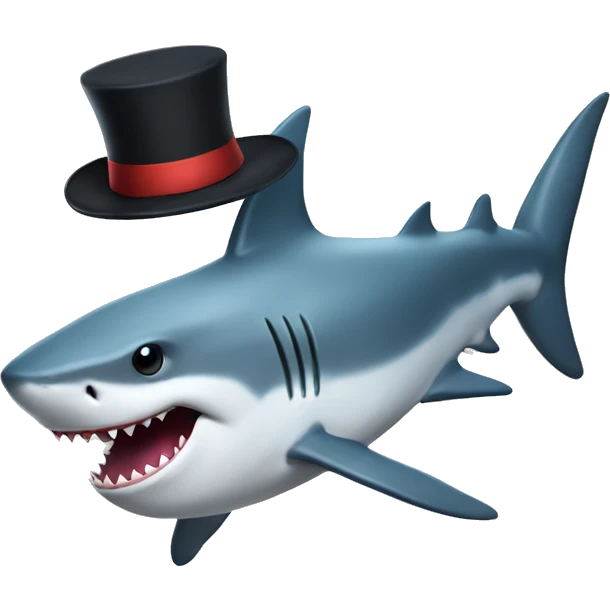 Shark with a top hat emoji