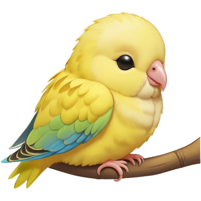 Meme-Worthy Cute Sleeping Yellow Budgie Portrait Emoji, Head resting peacefully with a contented smile, showcasing a petite, delicate build and a luxuriously soft yellow feathered fur, eyes shut in a serene nap, Simplified yet hilariously adorable features, highly detailed, glowing with a soft, drowsy light, high shine, relaxed and utterly lovable, stylized with an air of playful laziness, bright and heartwarming, soft glowing outline, capturing the essence of a comically sleepy budgie, so meme-worthy it feels like it could instantly become the next viral sensation of adorable slumber! emoji