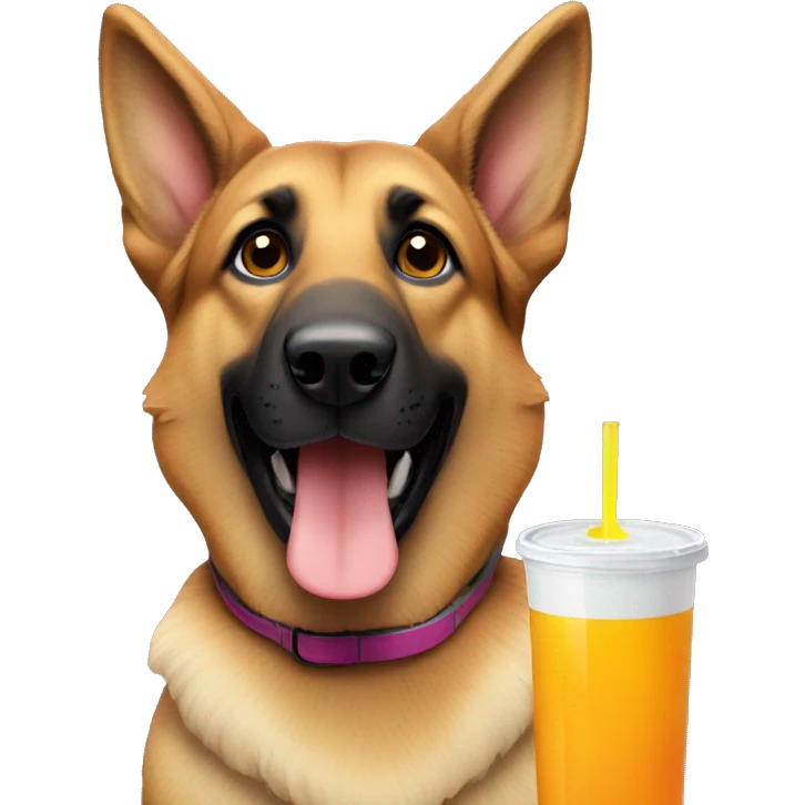 german shepherd with juice box emoji
