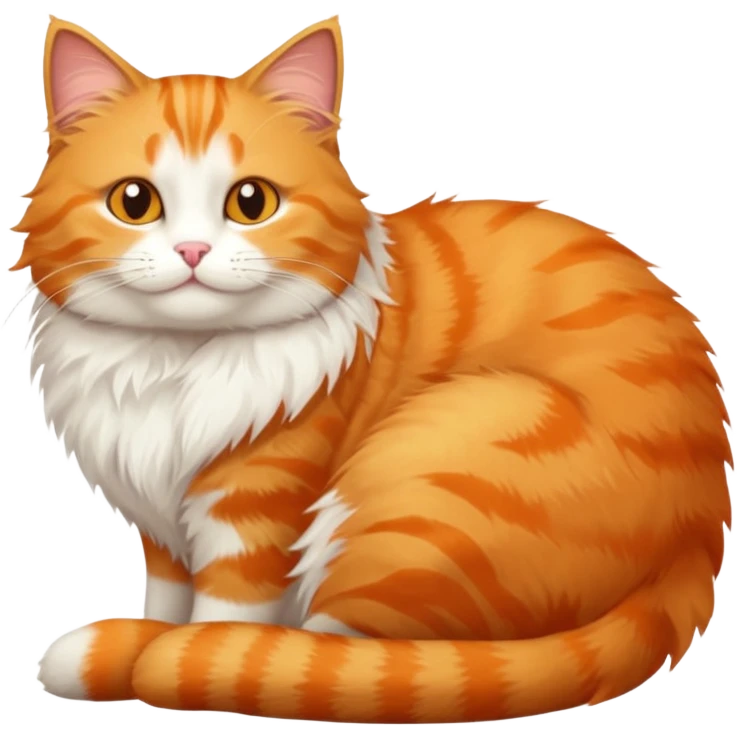 tabby cat with white fur on the belly with an orange cat emoji