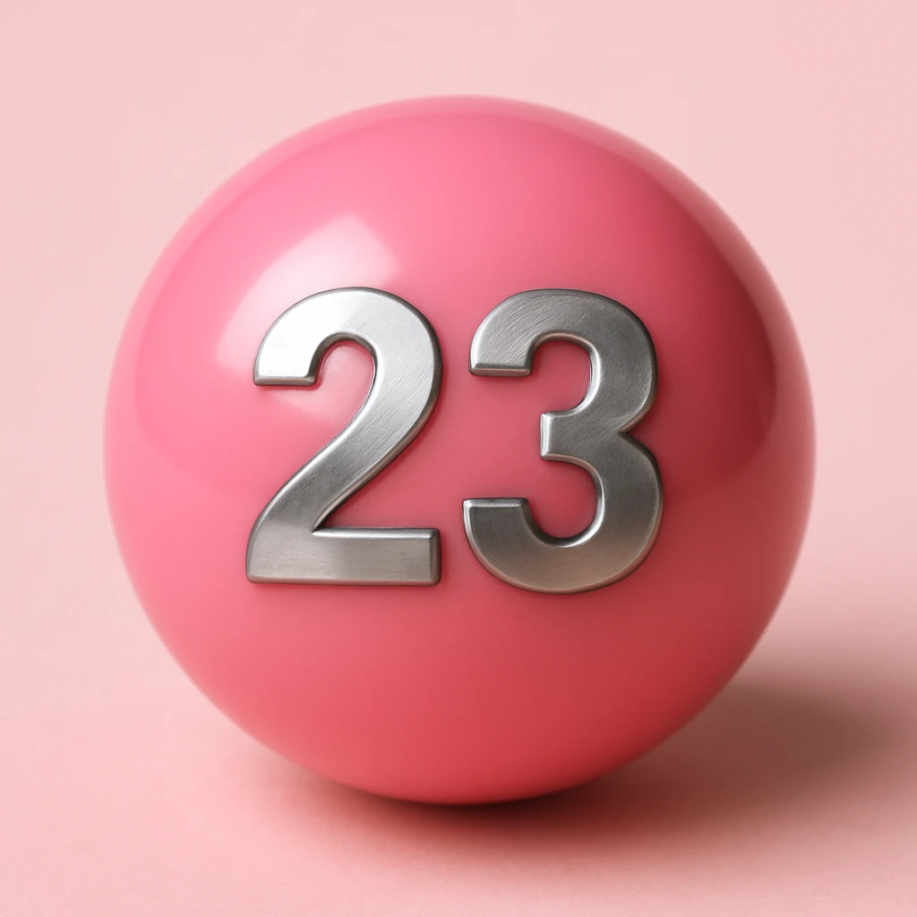 Make the number 23 metallic on the pink billiard ball emoji