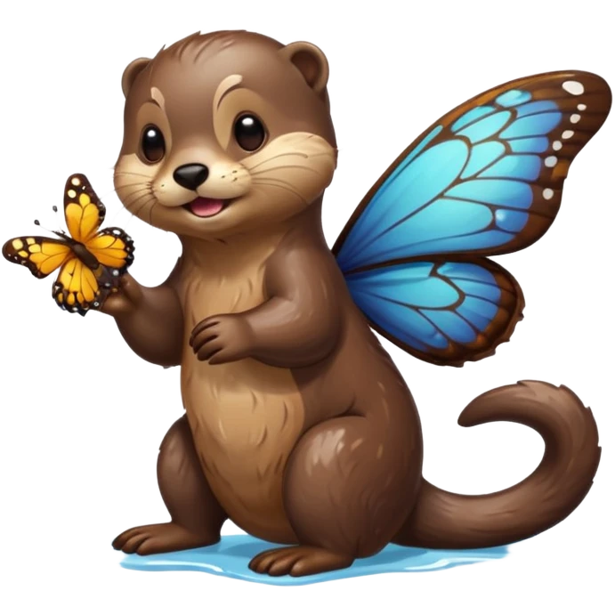otter eating a butterfly emoji