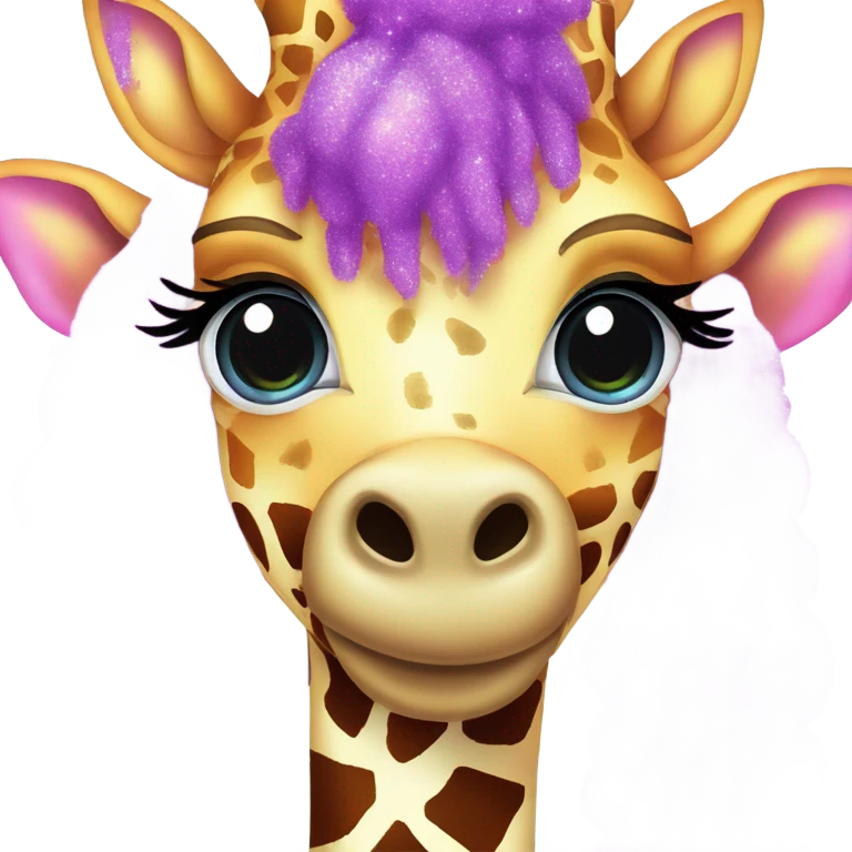 Lisa frank glitter giraffe with eyelashes emoji
