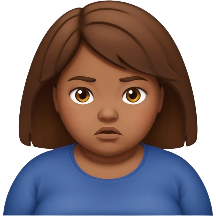 a really really  fat girl making a earthqiake with brown hair emoji