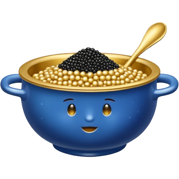 Cuenco azul y dorado con caviar emoji